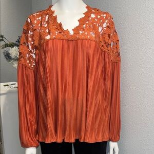 Rust colored add a touch of sexy Lace Detail Women's Top Express gorgeous size M